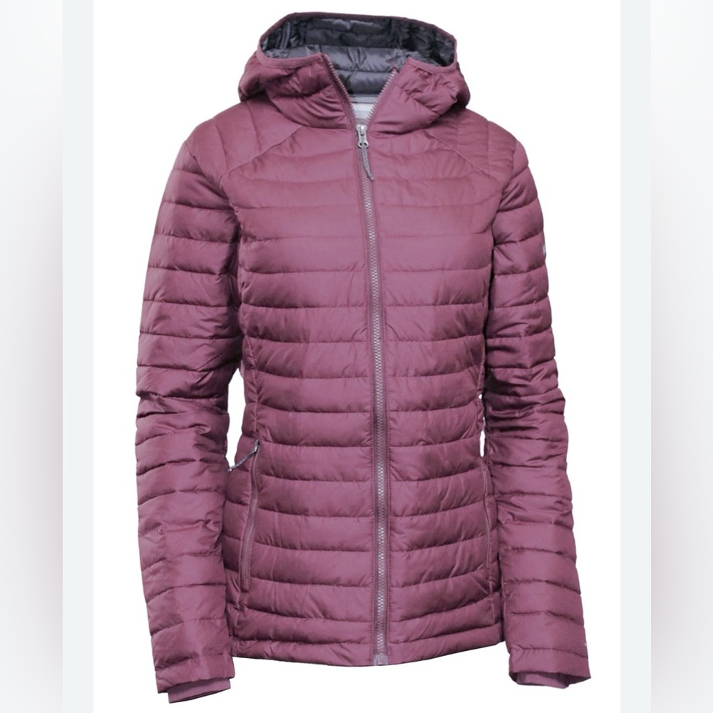 Women's Quilted Hooded Jacket - Purple